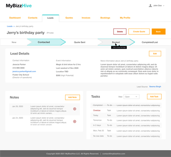 MyBizzHive’s leads management CRM tool to view Leads details in one place